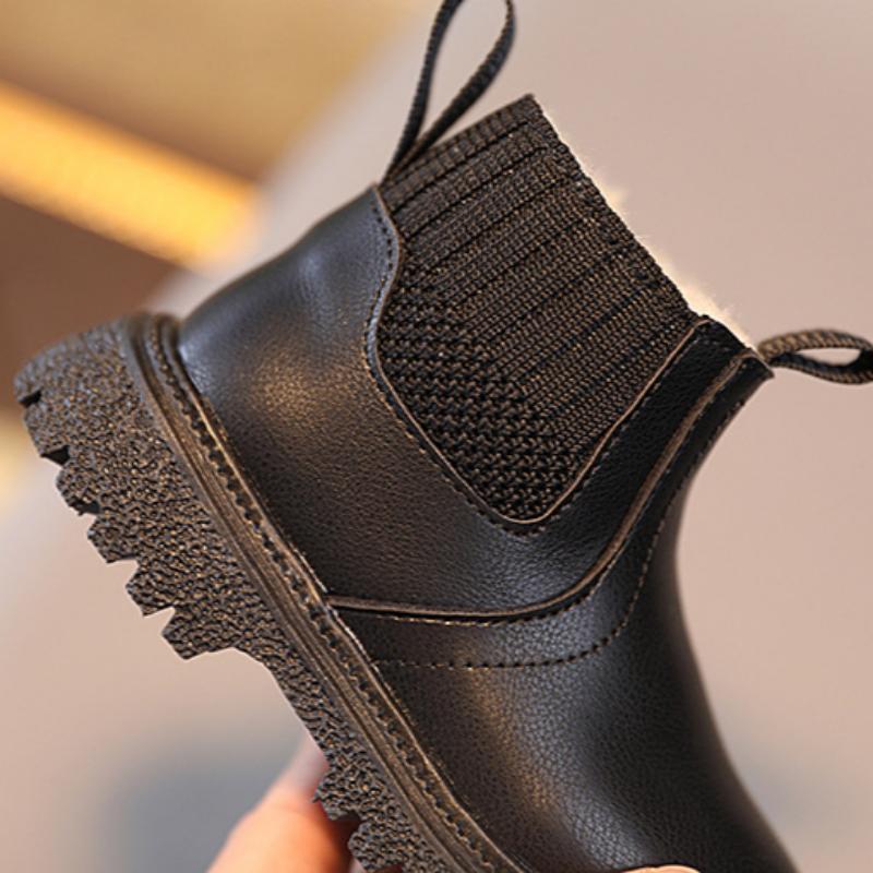 Детские осенне-зимние новые бархатные утолщенные хлопковые сапоги в британском стиле для мальчиков и девочек, теплые короткие сапоги