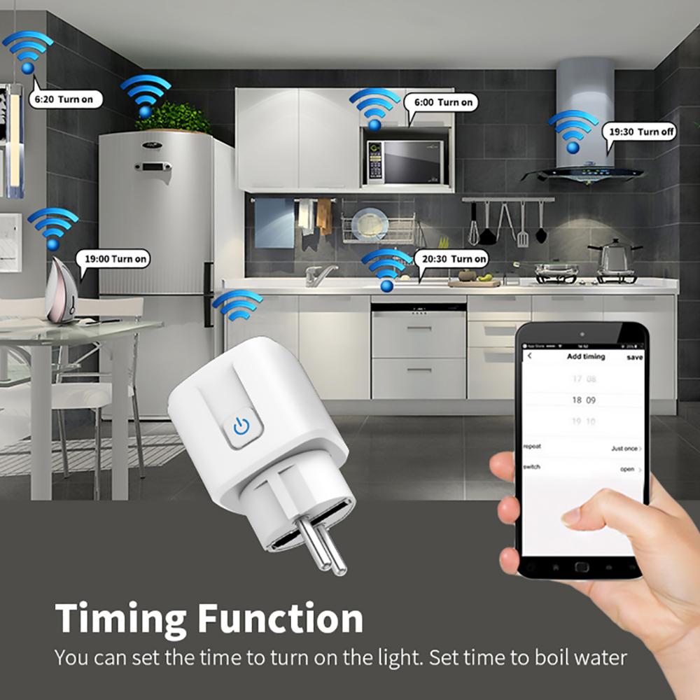 Умная розетка EU 16A/20A AC100-240V Wifi Умная вилка Розетка, Голосовое управление Alexa Google Home Работает с приложением Tuya Smart Life