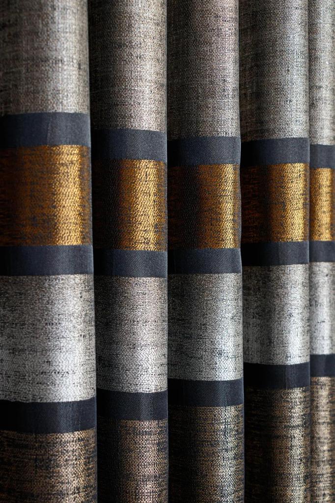 EPeddler Home Одностворчатая занавеска в золотисто-серебряную полоску, плотно плиссированная, жаккардовая, с ярким рисунком