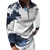 Polo Shirts Men Long Sleeve Fashion White Lightning Print New Men's Polo Shirt Long Sleeve Zipper T-shirt Top
