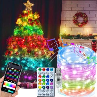 USB RGB IC Изменяющие цвет гирлянды-феи с пультом дистанционного управления на 32 кнопки для рождественской свадебной вечеринки, украшения игровой комнаты