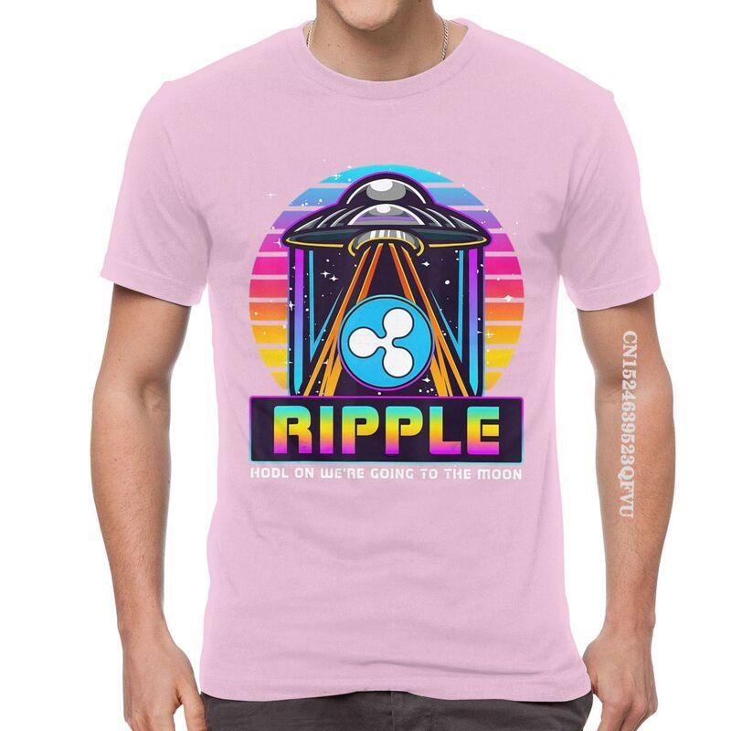 Mens Ripple XRP HODL On We Are Going To The Moon T Shirts Vaporwave Bitcoin Tshirt Hip Hop T Shirt Cotton Oversized Tee Tops