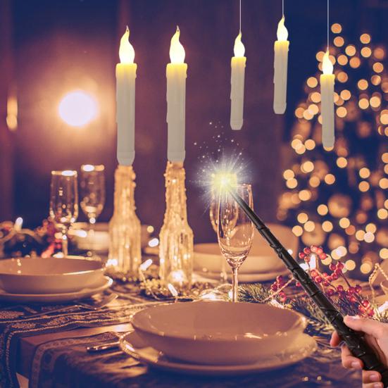 Yousheng 10 шт. плавающие свечи с палочкой дистанционного управления магические подвесные беспламенные свечи светодиодные мерцающие конические свечи для украшения вечеринки на Хэллоуин