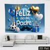 2D Feliz Dia del Padre Party Backdrop, Blue Sports Theme Dad Photo Banner Decor