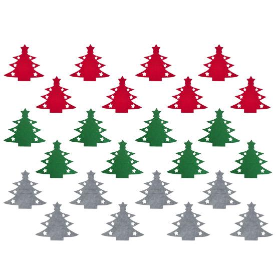 Рождественский чехол-подставка для столовых приборов в форме елки/сердца, кармашки-держатели для ножей, вилок, столовой посуды из фетра, чехлы для столовых приборов для новогодней вечеринки, украшение обеденного стола