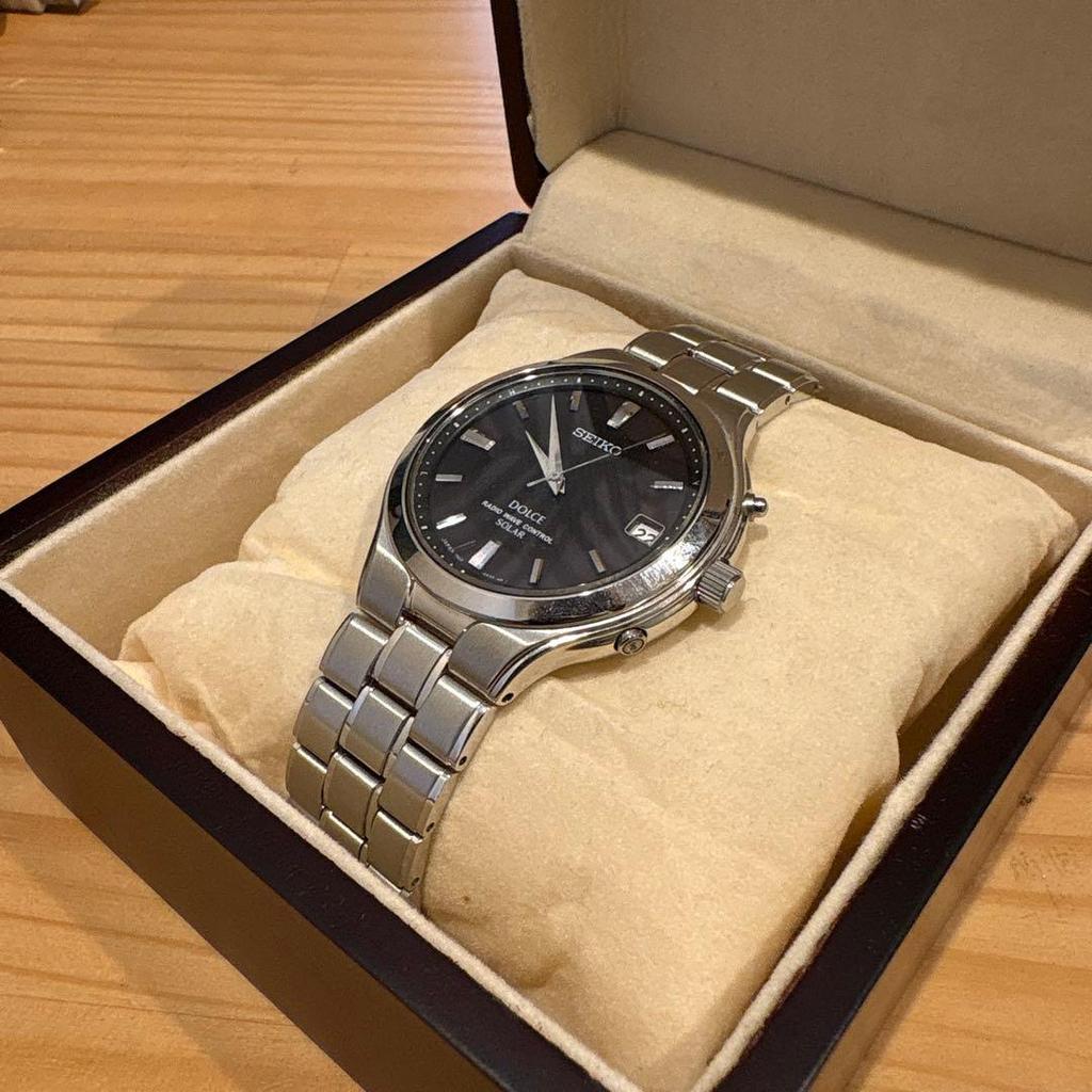 Б/у SEIKO Dolce Радиоуправляемые Солнечные Часы Черный Циферблат Дата