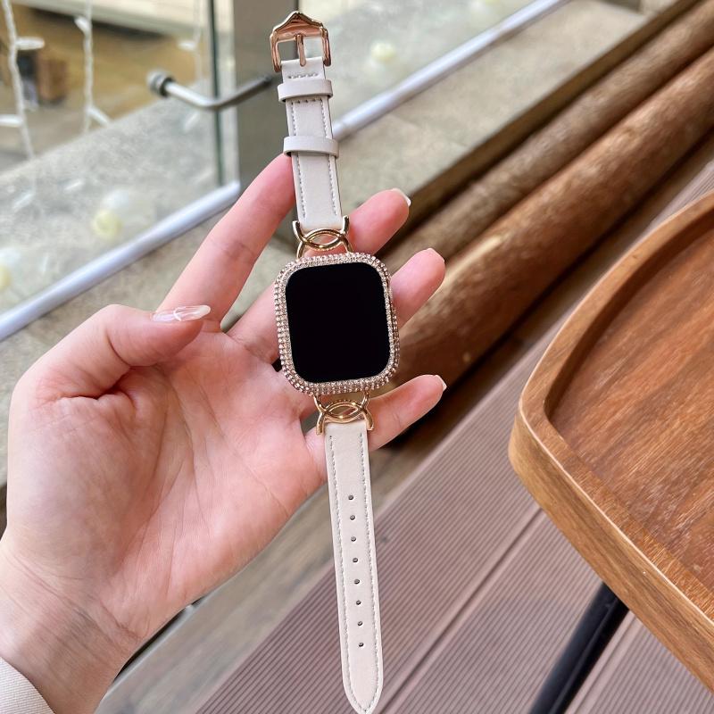 Закаленное стекло с инкрустацией стразами Чехол-бампер для iWatch SE/9-1 Подходит для 38/40/41/42/44/45 мм Для Apple Watch Защитный чехол