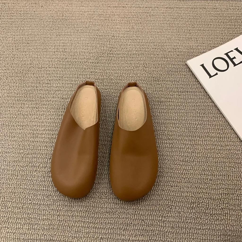 Fashion Mules Slippers Women Shoes Khaki Casual Slippers Flat Cover Toe Slides Platform Loafers Comfortable Versatile Women's Pantofle