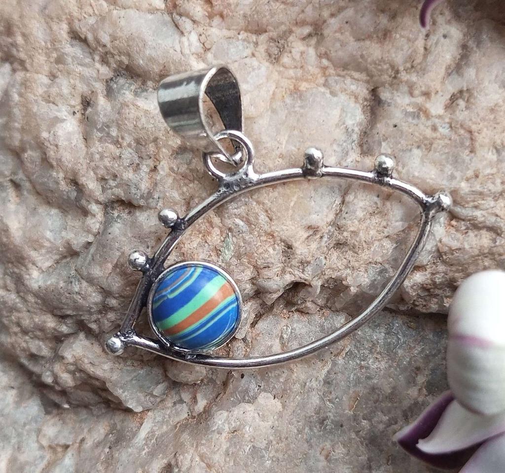 Rainbow Calsilica Gemstone 925 Sterling Silver Plated Casuel Pendant Jewelry NST-J2H17560