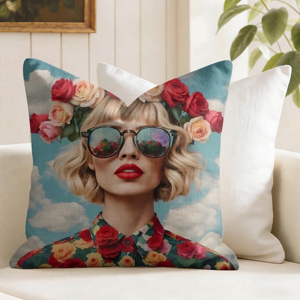 Flower Girl Aesthetic Cushion Cover Summer Linen Pillow Case Organic Fabric Cushion Cover DoubleSided Print Sofa Home Decor
