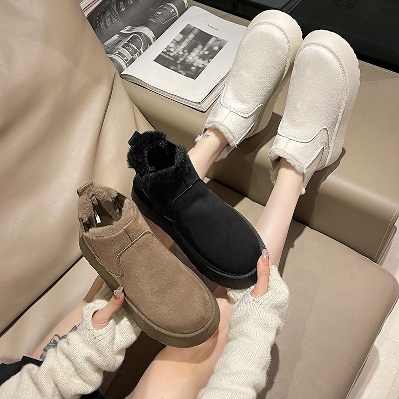 Зимние женские ботинки Высокие зимние ботинки Утепленные плюшевые Теплые Простые и универсальные Удобные хлопковые ботинки