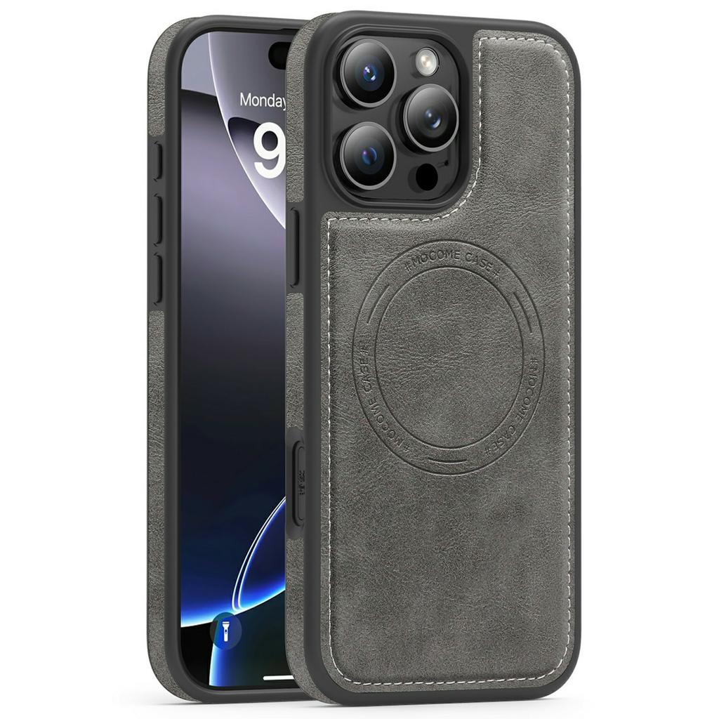 For iPhone 16 Pro Max Case Compatible with MagSafe Leather Back Phone Cover