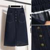 DIMANAF 2025 Большой размер Новые весенние женские А-силуэта Эластичные джинсовые юбки Свободная юбка Высокая талия Винтажные юбки