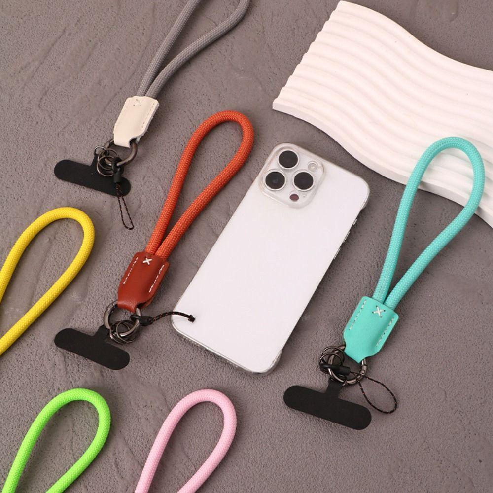 Nylon Braided Rope Phone Chain Women Fashion Luxury Wrist Phone Strap Pu Leather Head Phone Clip Lanyard Phone Accessories