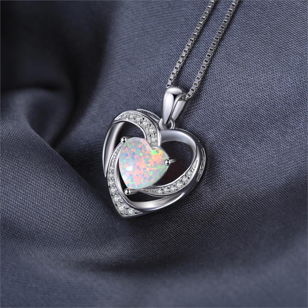 Jewelrypalace Heart Love Created Opal кулон ожерелье драгоценный камень 925 стерлингового серебра кулон для женщин модные ювелирные изделия без цепочки