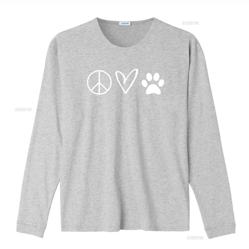 Funny Peace Sign Heart Paw Print Womens T Shirt Sarcastic Joke Black vintage Washed Casual Versatile Stylish streetwear