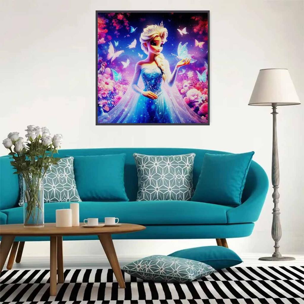 5D DIY Diamond Painting Decorative Elsa and Butterfly Full Round Drill Scenery Diamond Embroidery Cross Stitch Kits Home Decor Gift