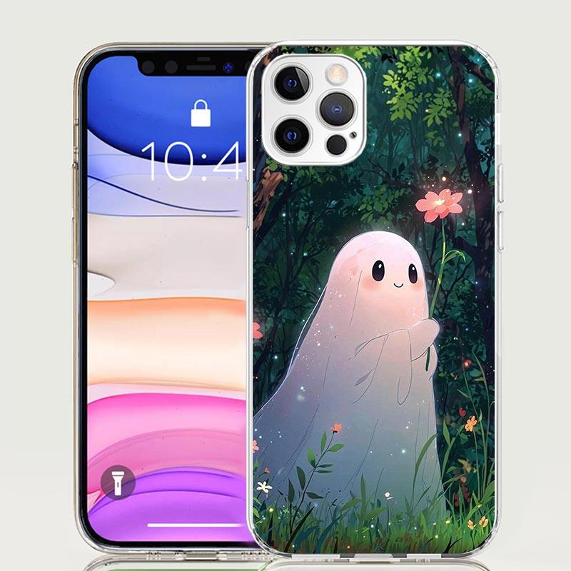 Милый чехол для телефона с привидением на Хэллоуин для iPhone 17 Air 16 15 Plus 11 14 Pro Max 13 Mini 12 7 8 + SE Художественный узор Индивидуальная крышка 17 A