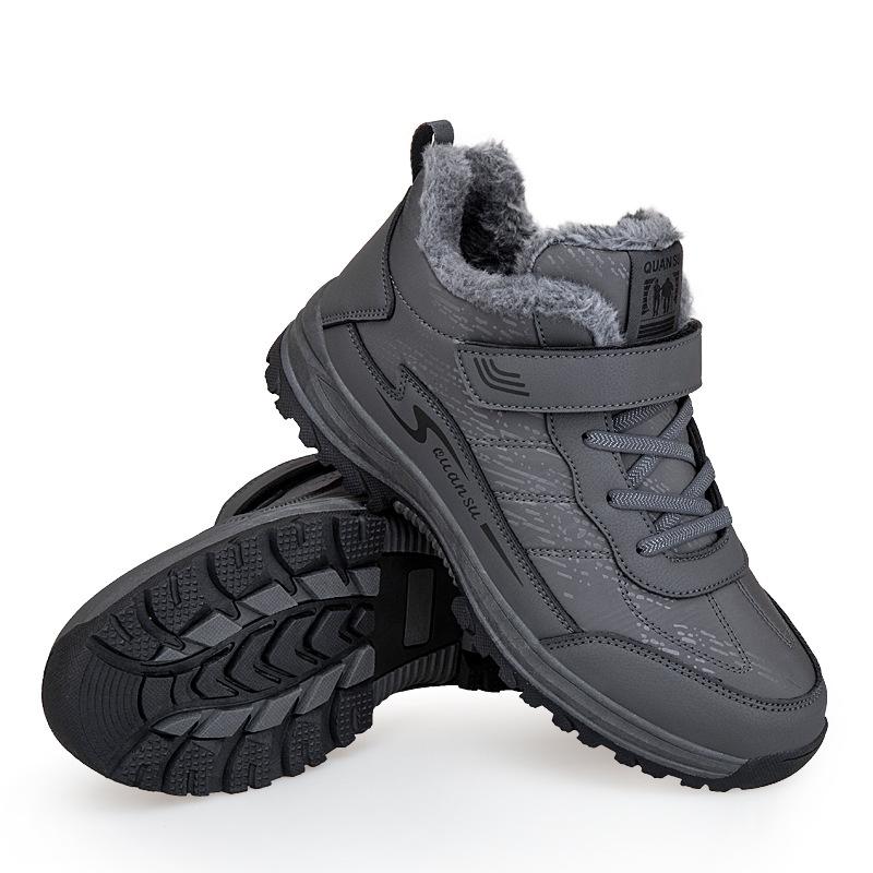 Уличная обувь из хлопка, зимняя, с ворсом, утолщенная, теплая, нескользящая, для пожилых людей, повседневная, с высоким берцем, для ходьбы, не пропускающая брызги, обувь для мам