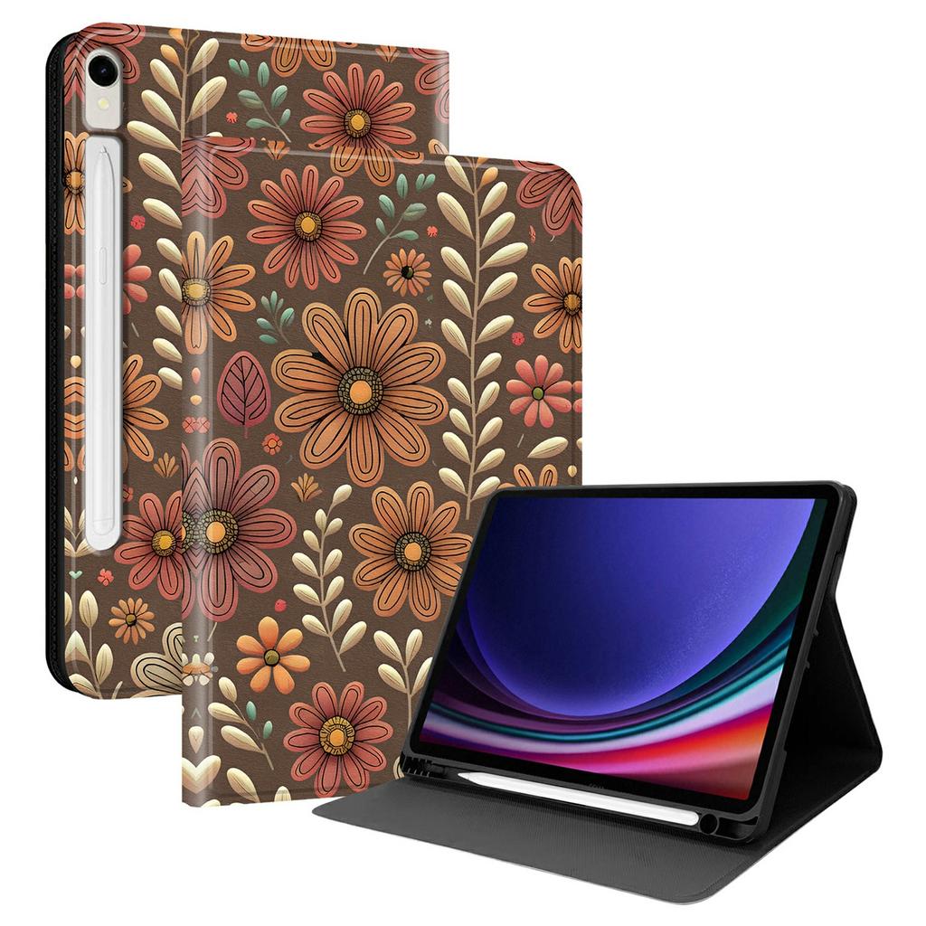 PU Leather Case For Samsung Galaxy Tab S10 Lite/S10 FE/S9 FE/S9 Pattern Print Tablet Cover Stand with Pen Slot (Stylus Not Included)