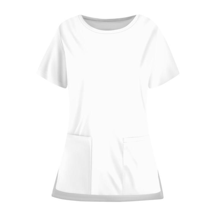 Женский повседневный однотонный топ с карманом, рабочая униформа, круглый вырез, открытый низ, защитный