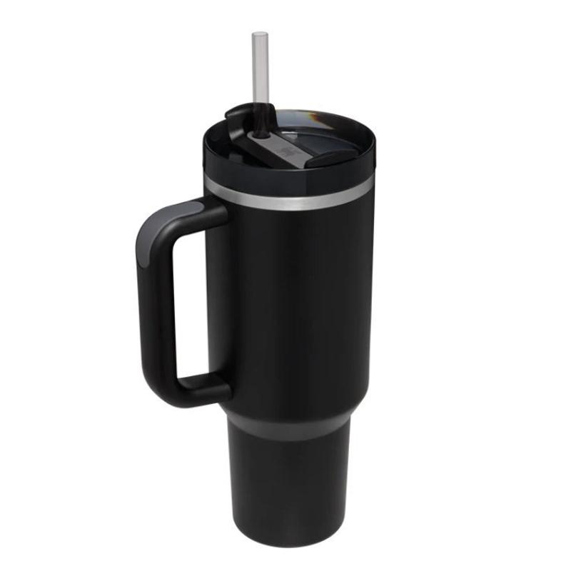 40 унций Тамблер с ручкой, соломинкой, бутылка-термос, чашка для мороженого из нержавеющей стали, термокружка, сохраняет холод и тепло, бутылка для воды