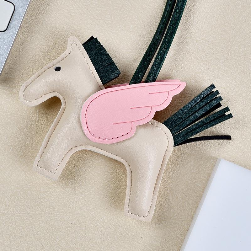 Брелок-подвеска в виде пони Пегаса с кисточкой - милый кожаный мультяшный контрастный цветной шарм