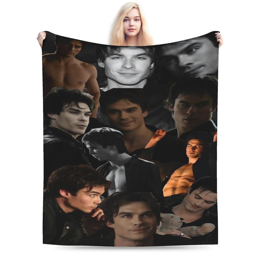 Фланелевые одеяла Damon Salvatore Зимние Мягкое покрывало для девочек и мальчиков Спальня Графическое покрывало Покрывало для дивана