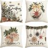 Merry Christmas Balls Eucalyptus Holly Berries Gloves Toss Pillow Case, Christmas Winter Holiday Blue Striped Mat
