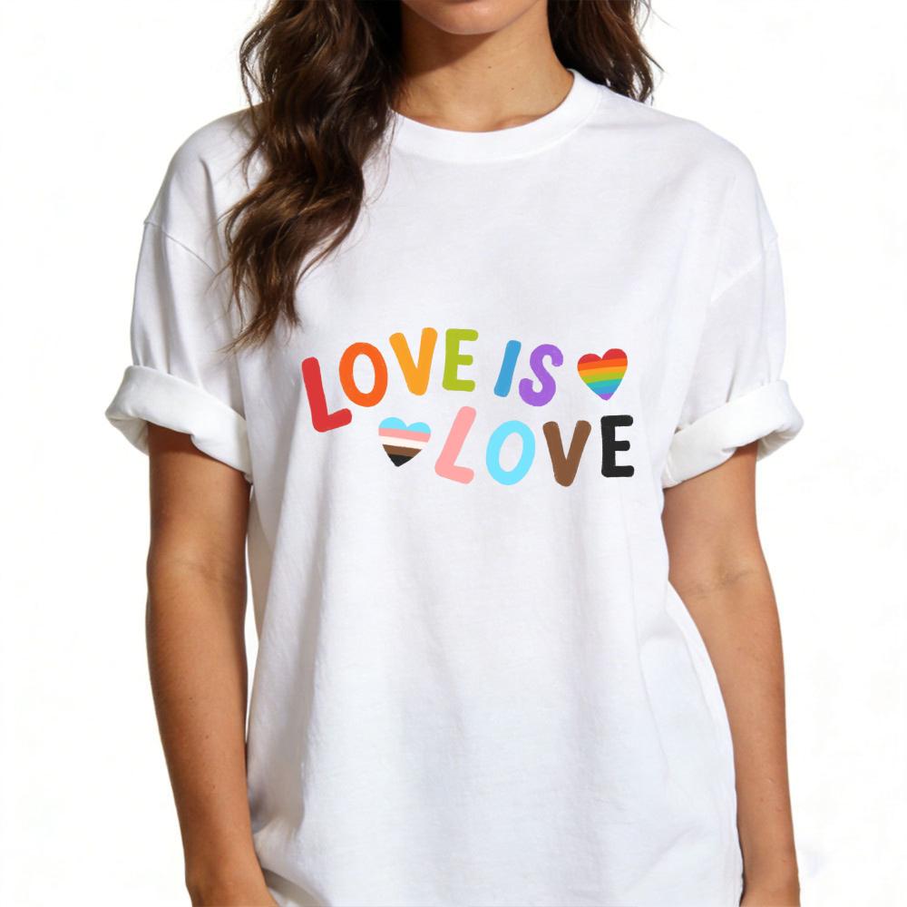 Inclusive Love Is Love Shirt Clean Cheerful Aesthetic Unisex Tshirt Lgbtq Pride Clothing Pride Month Unisex Casual Cotton TShirt