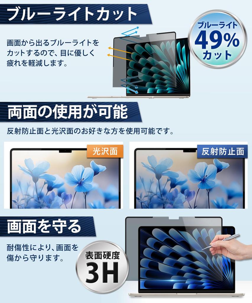 Lifeinnotech Защитная пленка от слежки для MacBook Air 13,6 дюйма 2026 M5/M4/M3/M2, Магнитная, Антибликовая, С защитой от синего света, Защита экрана