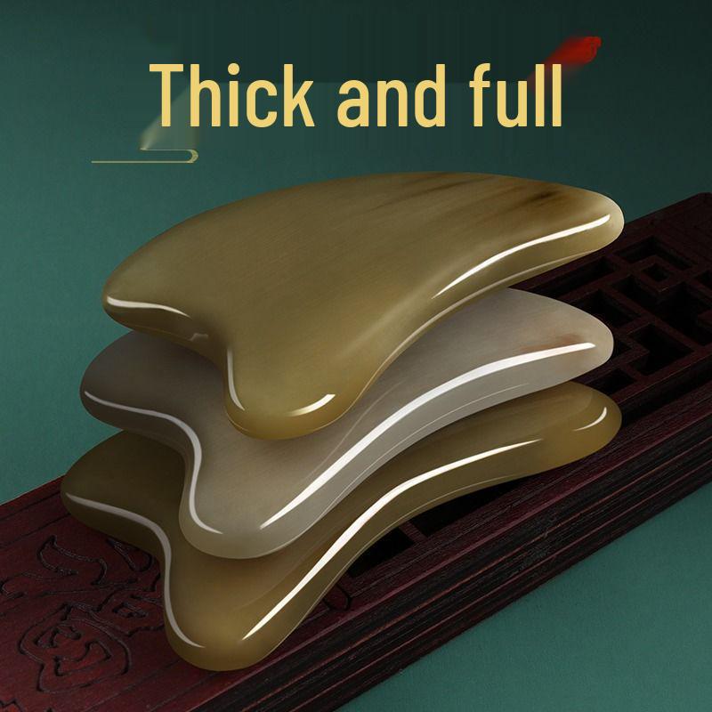 Белый рог буйвола Гуа Ша инструмент для массажа лица для лечения морщин