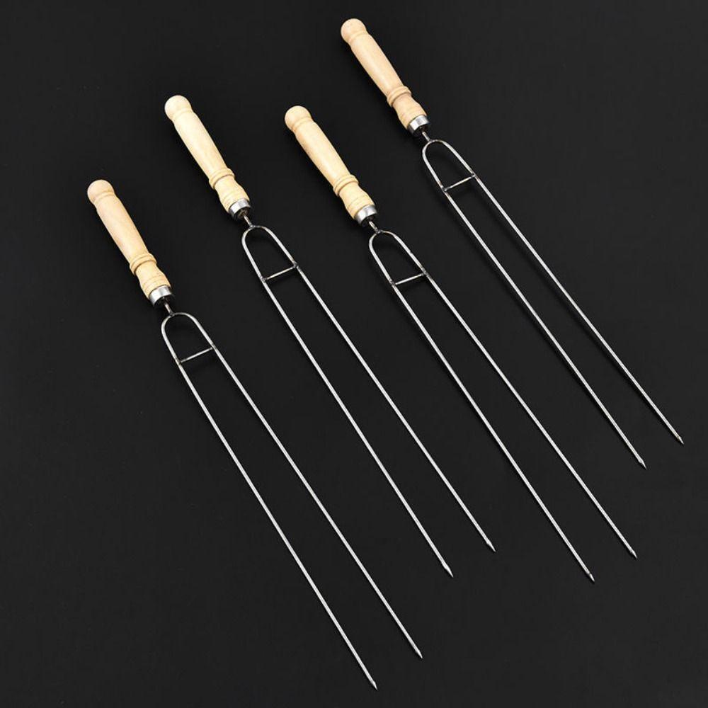 Stainless Steel U-Shaped Grill Roast Double Prong BBQ Stick Barbecue Skewer BBQ Skewer Cooking Tool