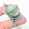 Natural Banded Green Opal,Diopside Stone 925 Sterling Silver Pendant 2.56" W5Q44