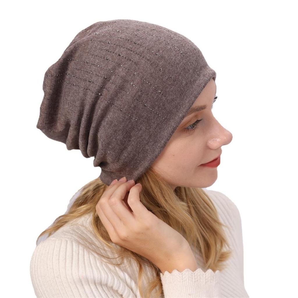 Осенне-зимняя шапка-пуловер для пар, вязаная двухслойная кашемировая теплая детская шапка с бриллиантами