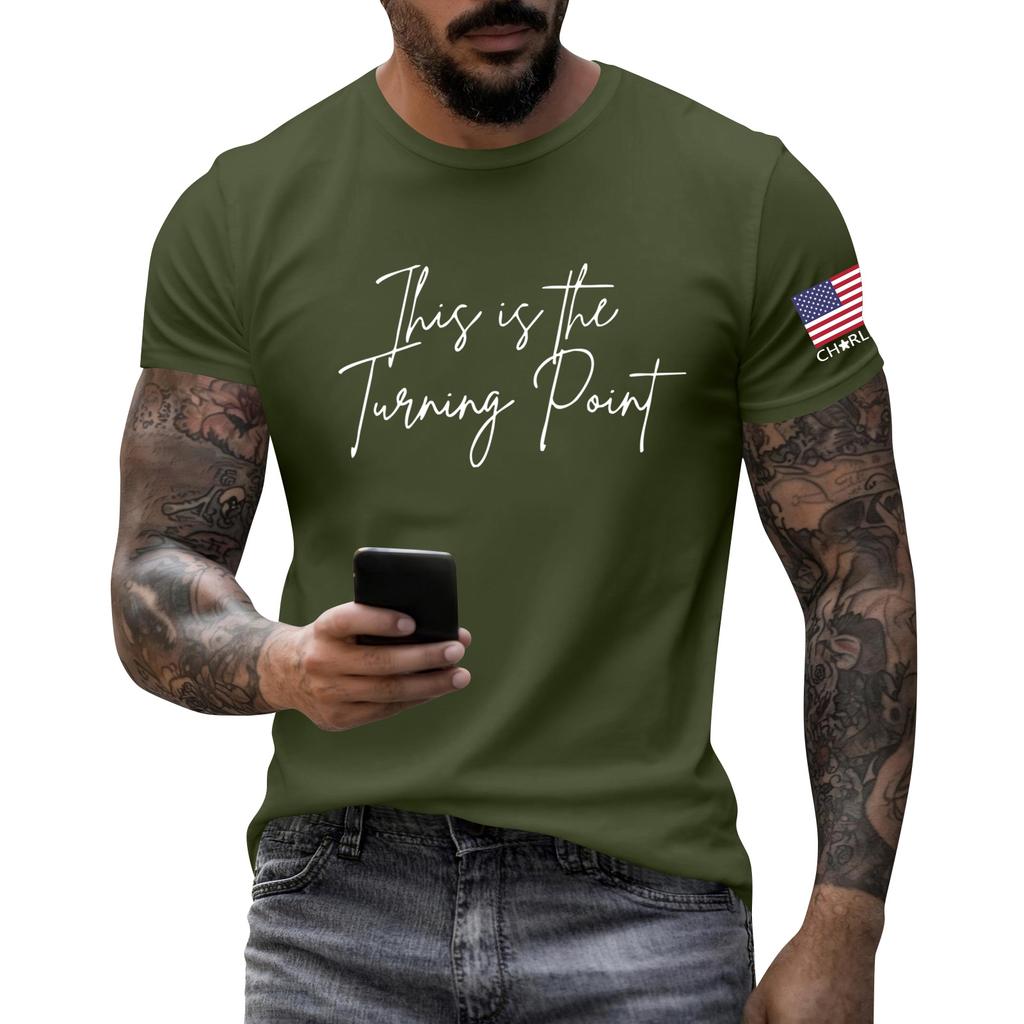 Fashionable Round Neck Short Sleeve Work Clothes Printed Tops For Mens Summer Tops