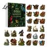 Holiday Tree Decorations Bird Themed Advent Calendar 24Pcs Acrylic 2D Ornament Set with Christmas Countdown Calendar Hanging String Decor Gift for