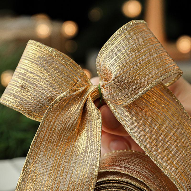 5 метров золотых лент цвета шампанского, рождественские поделки своими руками, банты, полиэстеровая лента, елочные украшения, новогодние подарки, упаковка