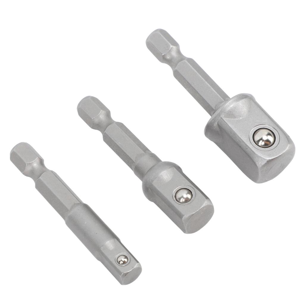 3 шт. Адаптер для дрели, гнездо 1/4 дюйма, 3/8 дюйма, 1/2 дюйма, нержавеющая сталь, шестигранный хвостовик, квадратная головка