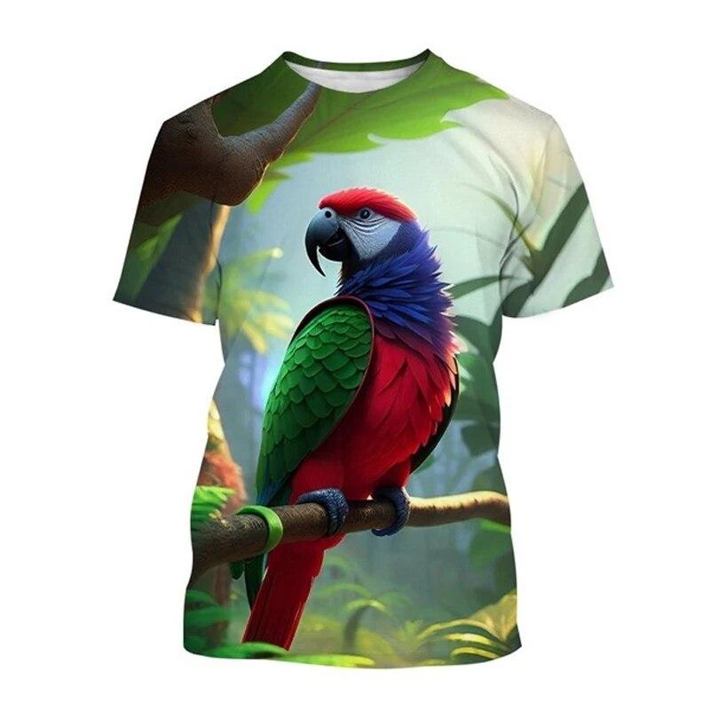 Fashion New Color Parrot Graphic T Shirts For Unisex Summer Trend Casual Tees Harajuku Printed O-neck Short Sleeve Top