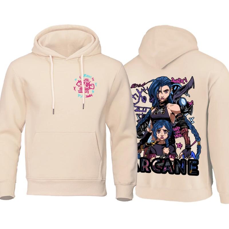 Arcane Hoodie Men Anime Jinx Hoodies Autumn Высококачественная флисовая толстовка Street Hoody Гибкая мужская одежда Oversize Толстовки и свитшоты мужские