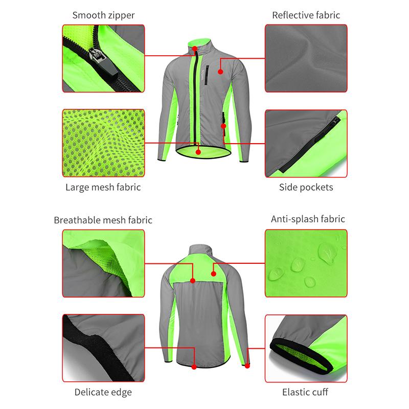 Wosawe Велосипедная куртка ветрозащитная MTB велосипедная светоотражающая куртка Hi Viz Tops Coat