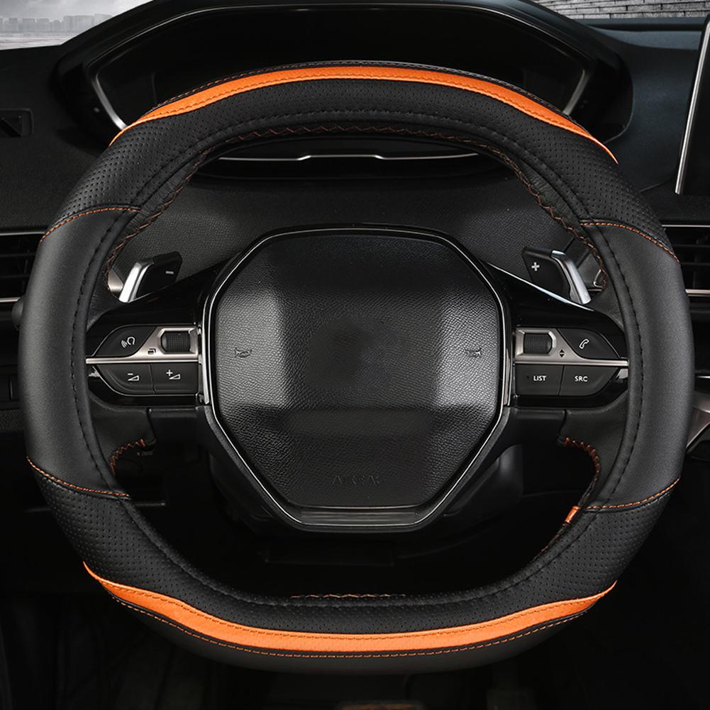 Автомобильный чехол на руль для Peugeot 3008 4008 5008 из углеродного волокна, двухцветный сращивание, универсальный чехол на четыре сезона, универсальный чехол на руль