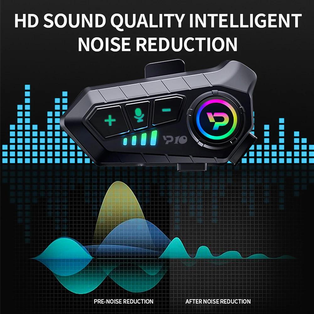 V5.3 Motorcycle Helmet Headset Wireless Bluetooth Earphone IP65 Waterproof Noise Reduction Supports Handsfree Call Voice Control