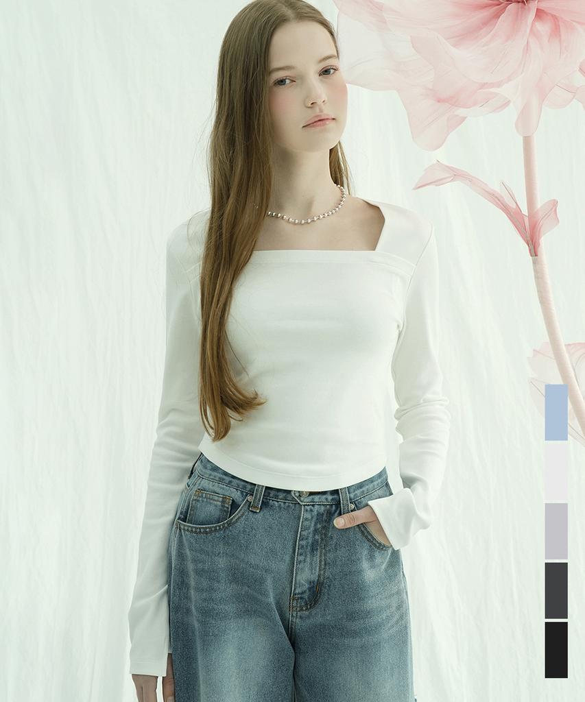 VIVACIOUS Renee Square Neck Slim Long Sleeve - 5Col