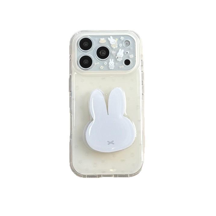 Мультяшный Кролик Большая Голова Подставка Чехол для iPhone 17/16 Pro Max/15 Pro Девичий