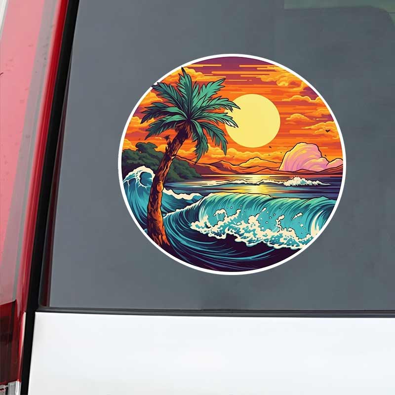 Hawaiian Beach Car Stickers Waterproof Vinyl Decals Auto Body Window Bumper Decor Motorcycle Helmet Stickers TM132