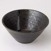 Kajual Life (Kakuni) Mino Ware "Black Specialty Ramen Bowl" - Shibuki (Splash) Design, Kiritate (Cut-off) Bowl, Approx. 20cm Diameter X 9cm Height, St