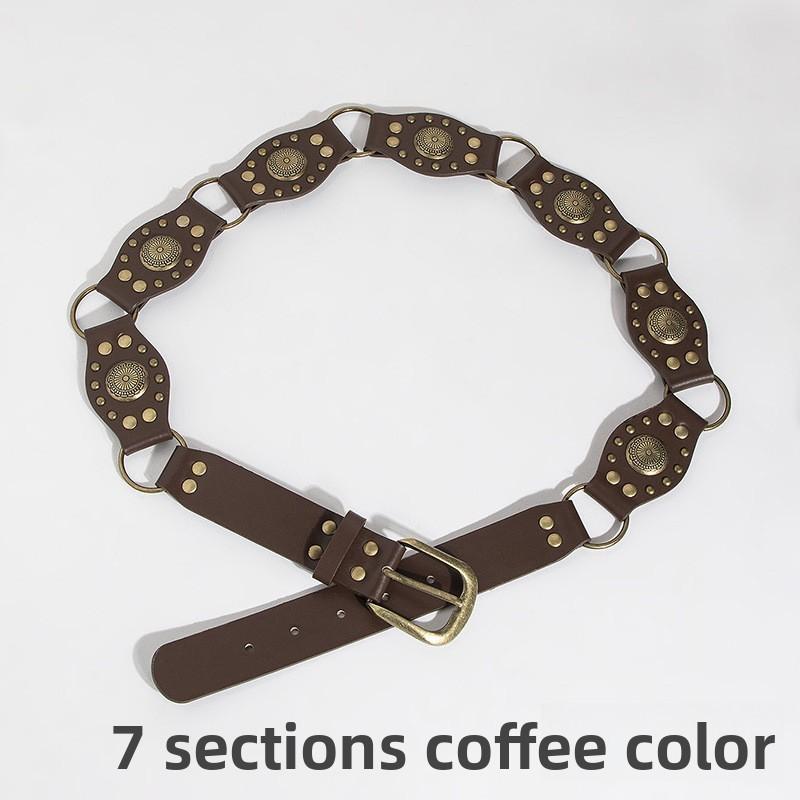 Artistic Vintage Faux Leather Belt With Irregular Design And Metal Buckle For Womens Casual Wear