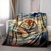 1pc Tiger Wave Print Blanket - Perfect Gift for Birthdays, Christmas & Halloween- Soft, Warm & Versatile yy250909096